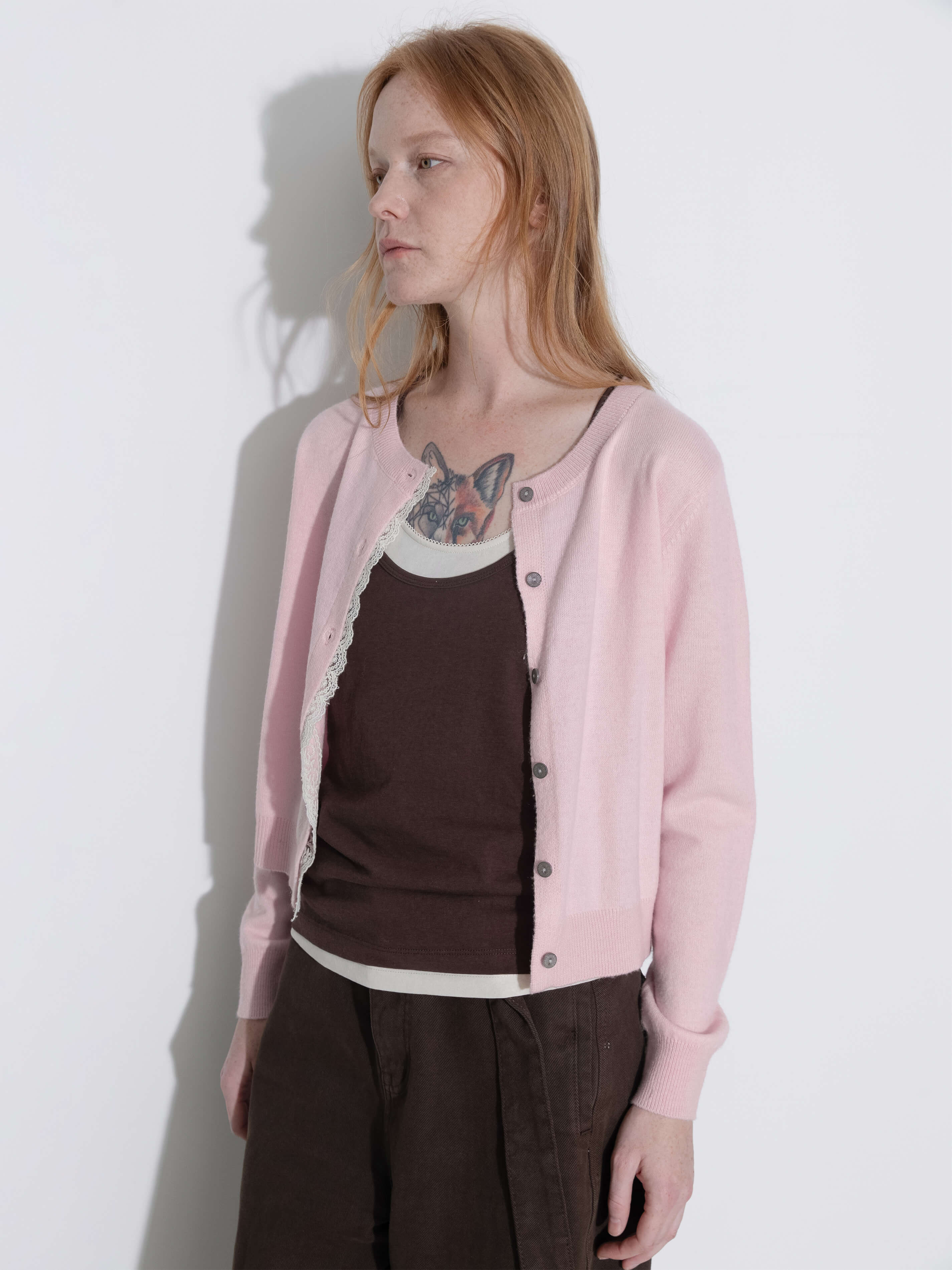 Lace Trim Knit Wool Cardigan-3