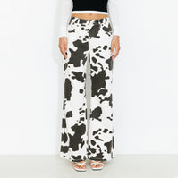 Cow Print Wide-Leg Trousers