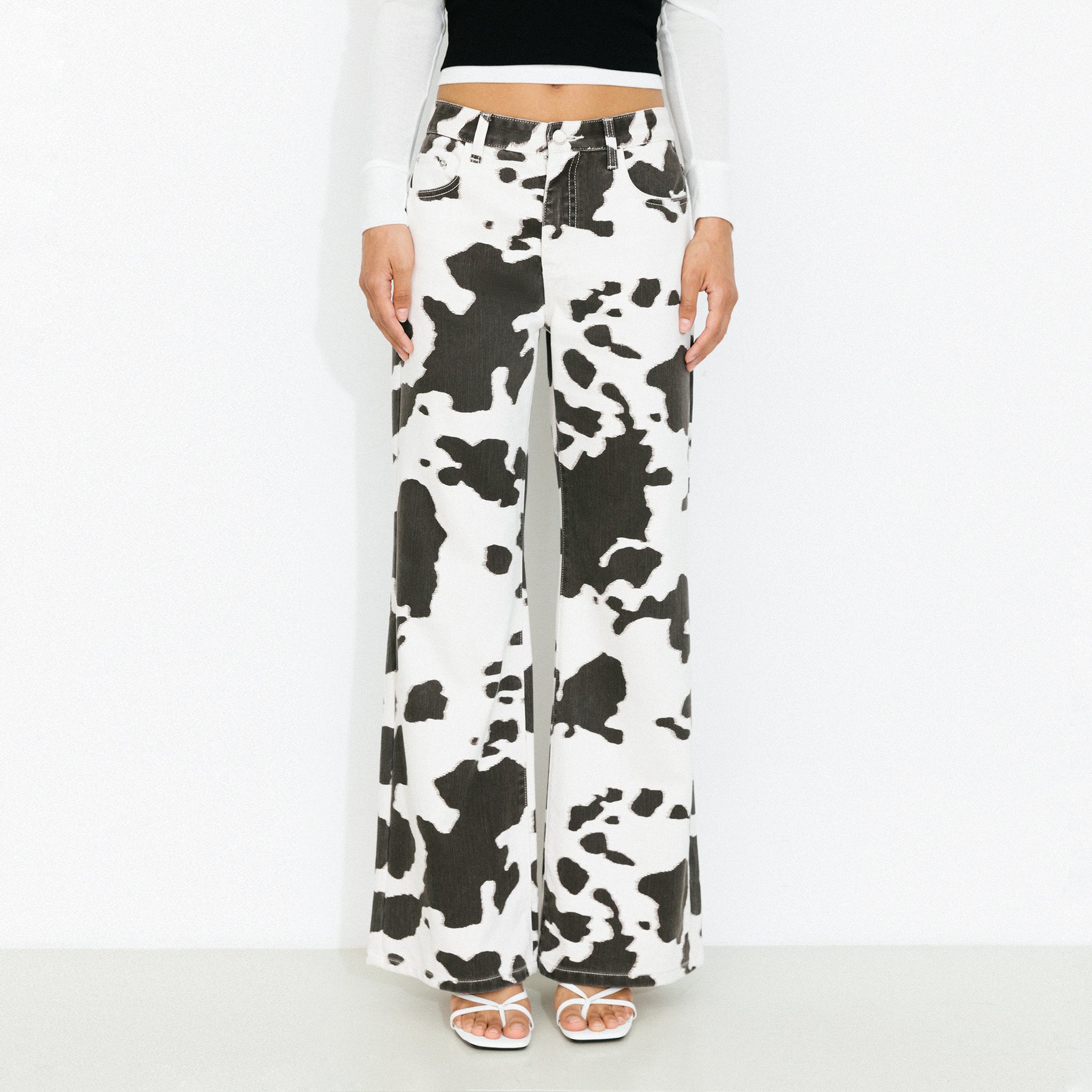 Cow Print Wide-Leg Trousers-3