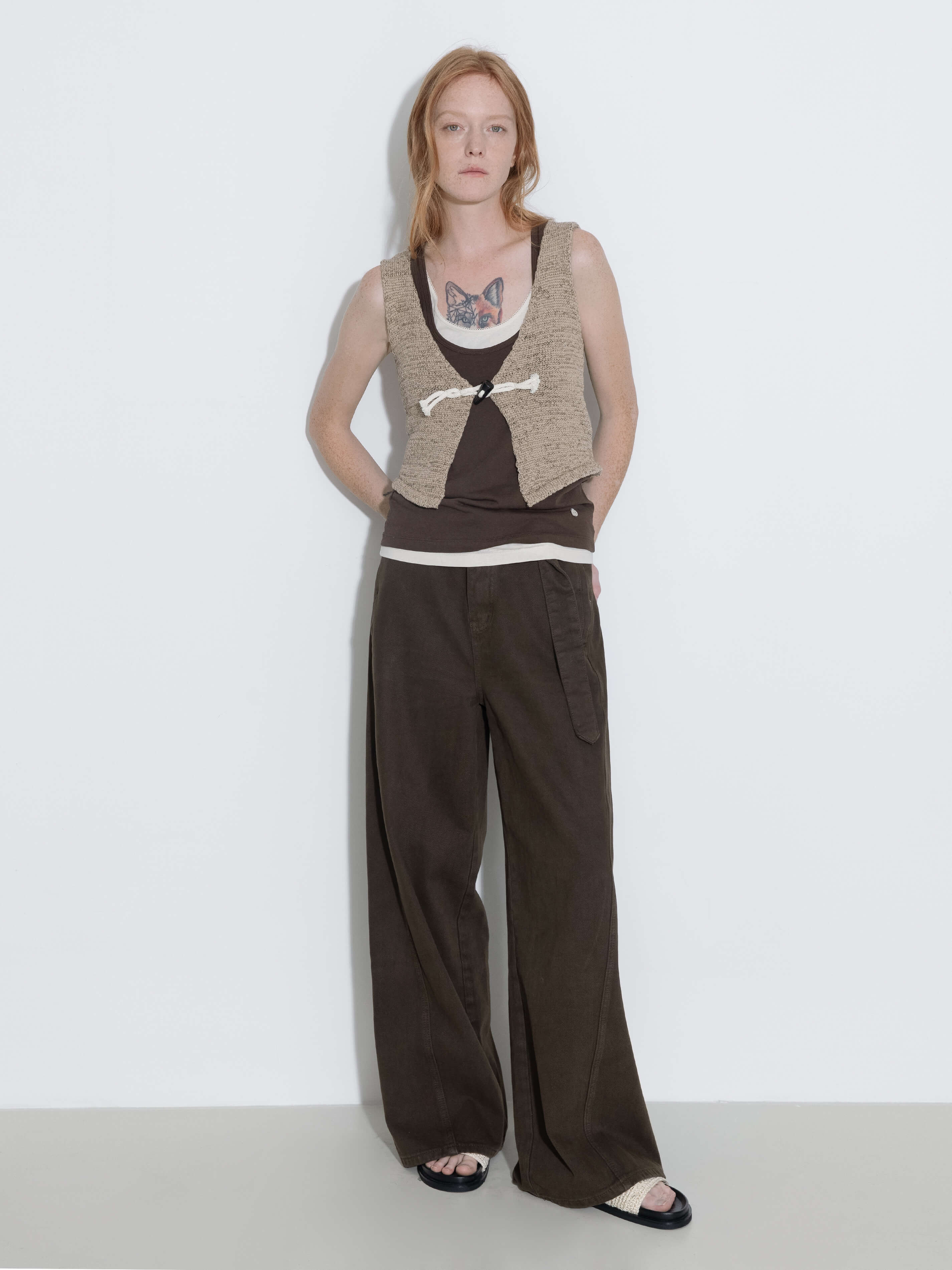 Straight Wide Leg Denim Jeans-3