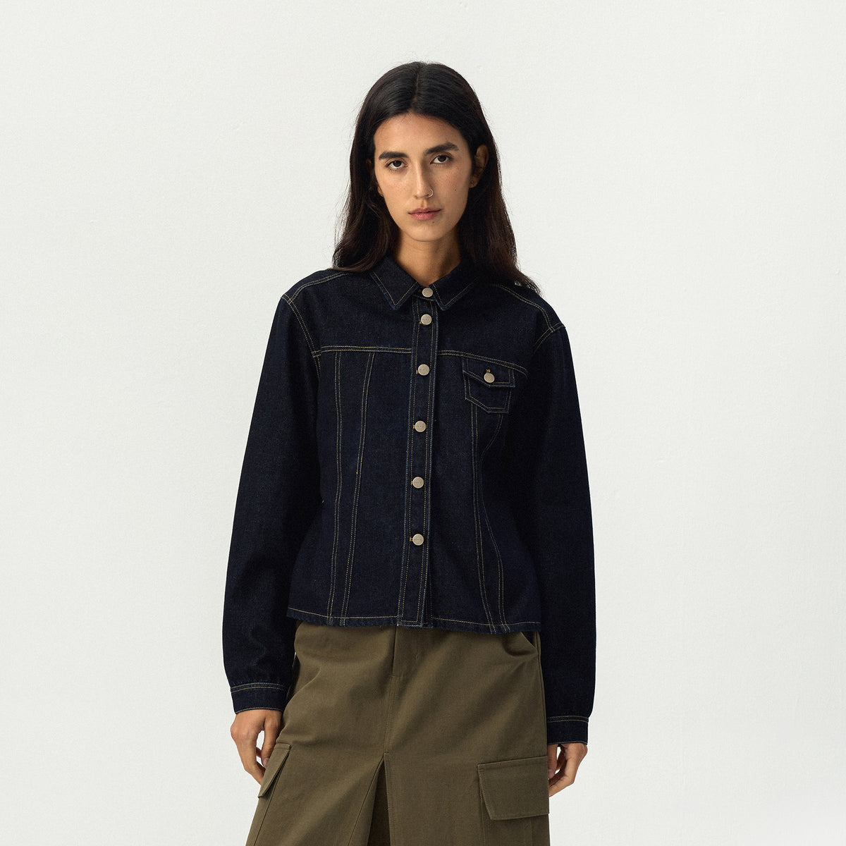 CUBIC Fitted Denim Button-Up Jacket-3