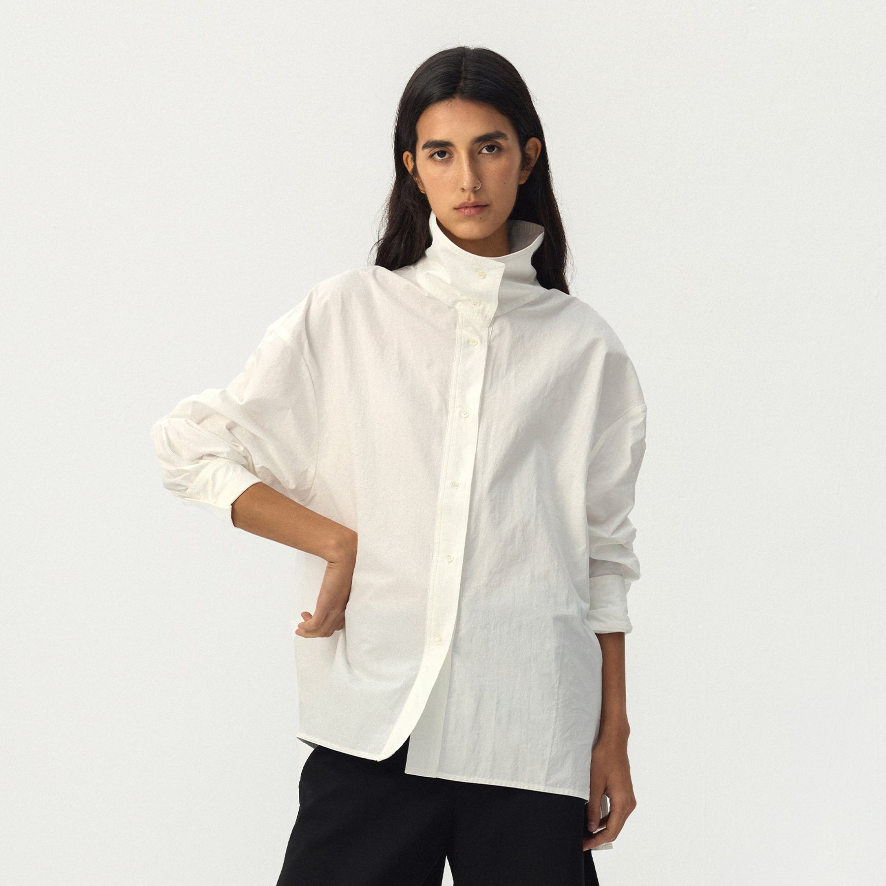 CUBIC Stand Collar Cotton Shirt-3