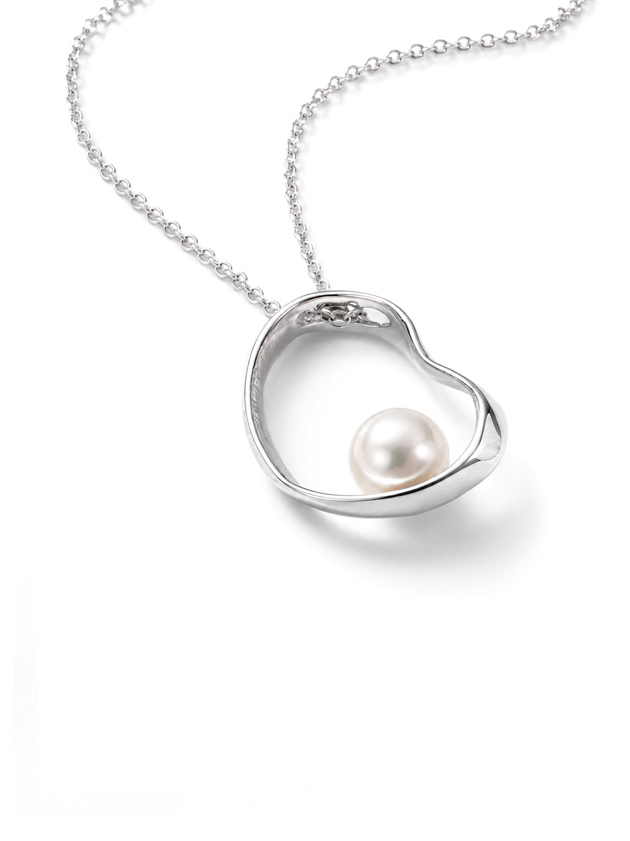 Irregular Frame Pearl Silver Necklace-3