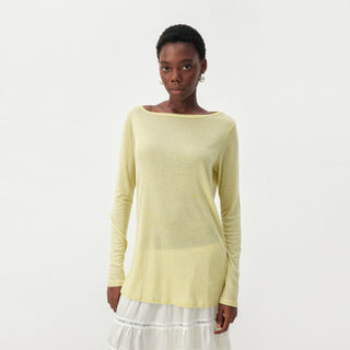 CUBIC Lyocell-Blend Boat Neck Long Sleeve Top