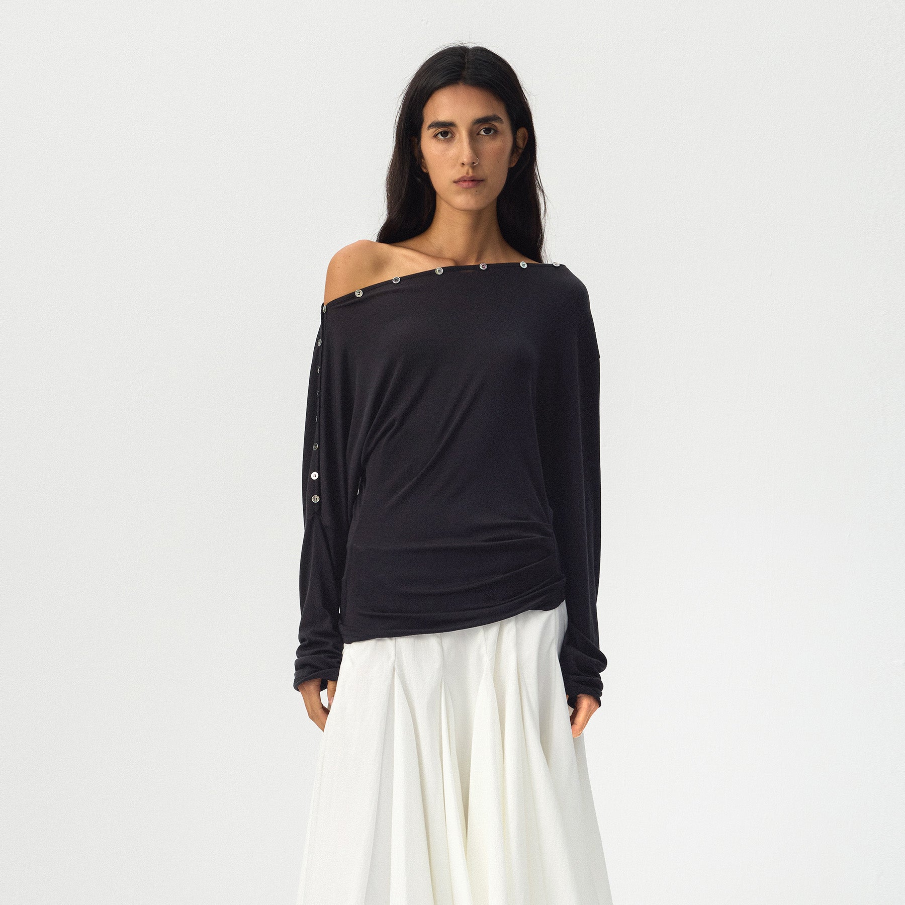 Sheer Off-Shoulder Long Sleeve Top-3