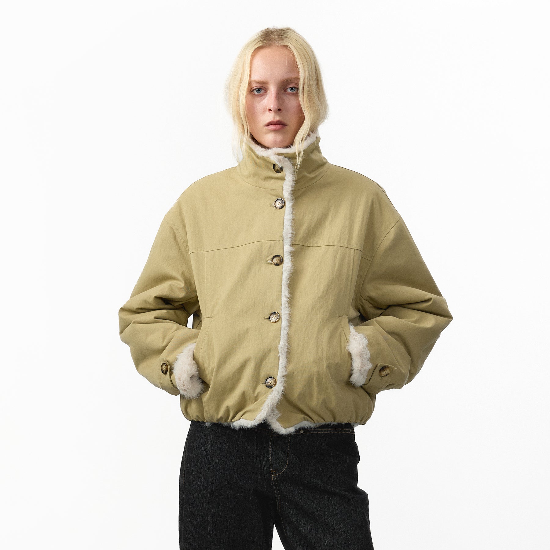 CUBIC Reversible Faux‑Fur Short Jacket-3
