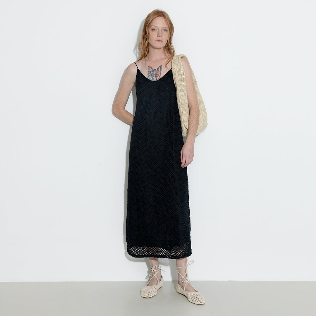 Lace Hollow Out A-Line Sling Dress-3