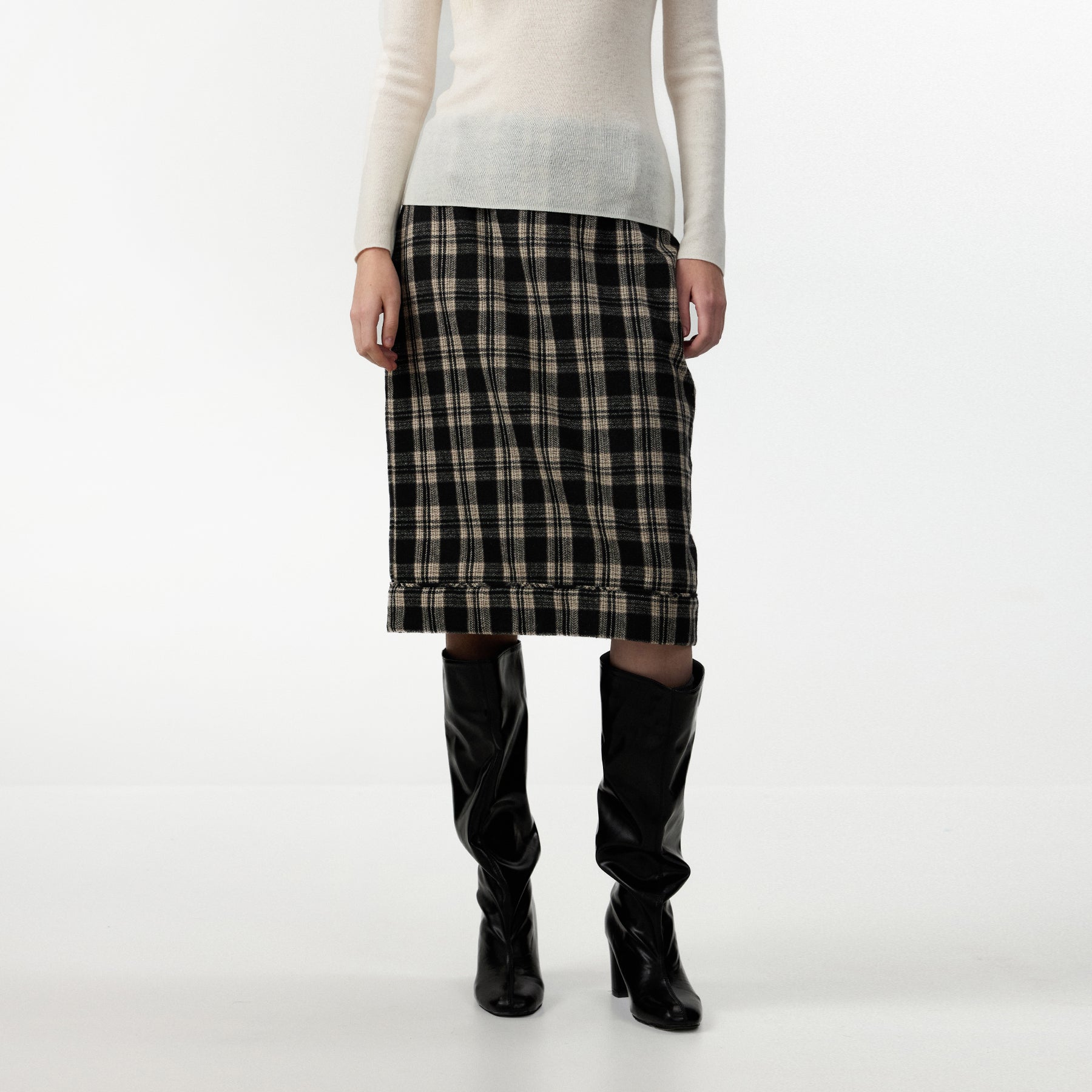 CUBIC Wool‑Blend Straight‑Leg Midi Skirt-3