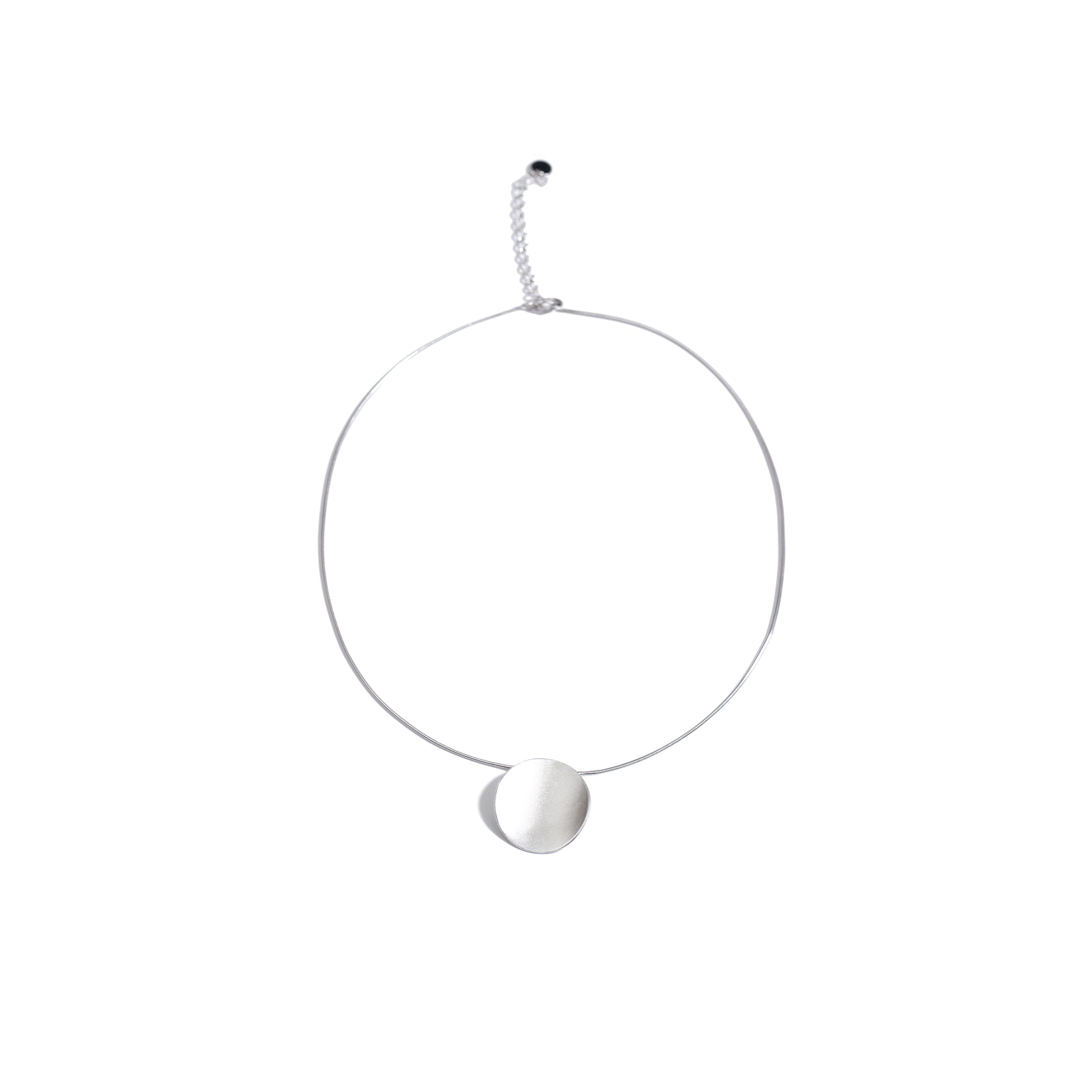 Curved Disc Pendant Necklace-3