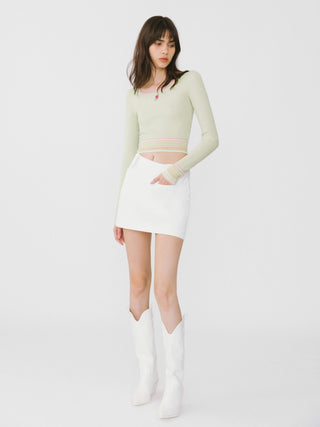 Boat Neck Long Sleeve Knit Top