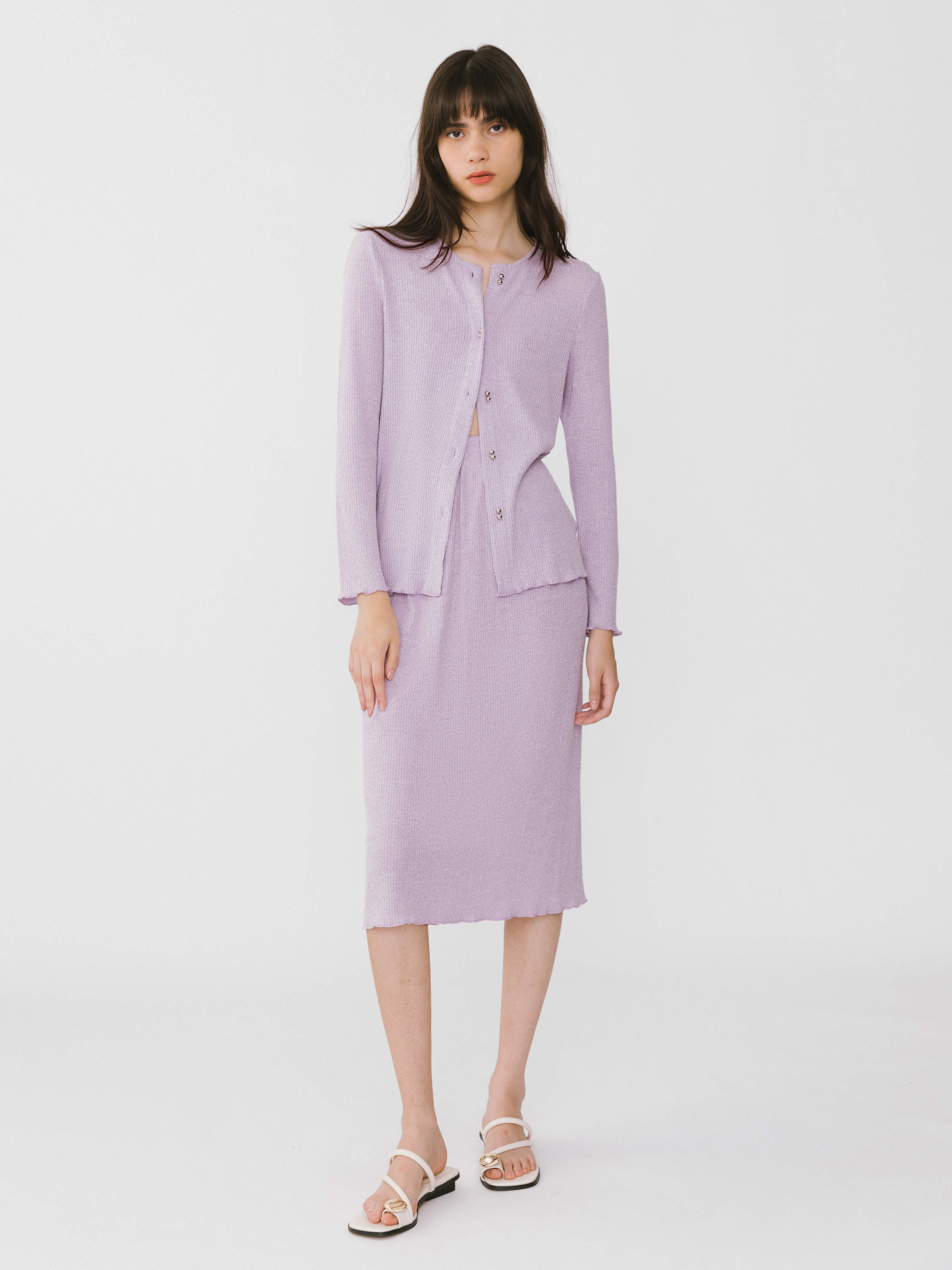 A-line Ribbed Knit Midi Skirt-4