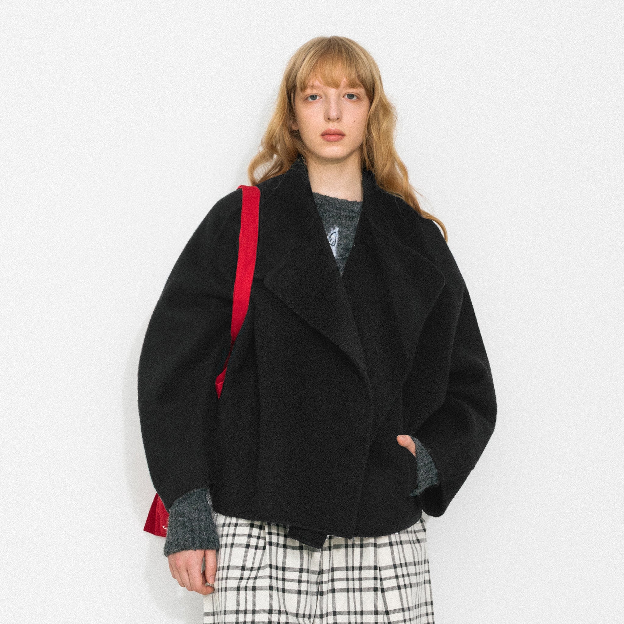 100% Wool Casual Stand-Collar Cropped Jacket-3