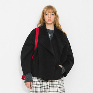 100% Wool Casual Stand-Collar Cropped Jacket