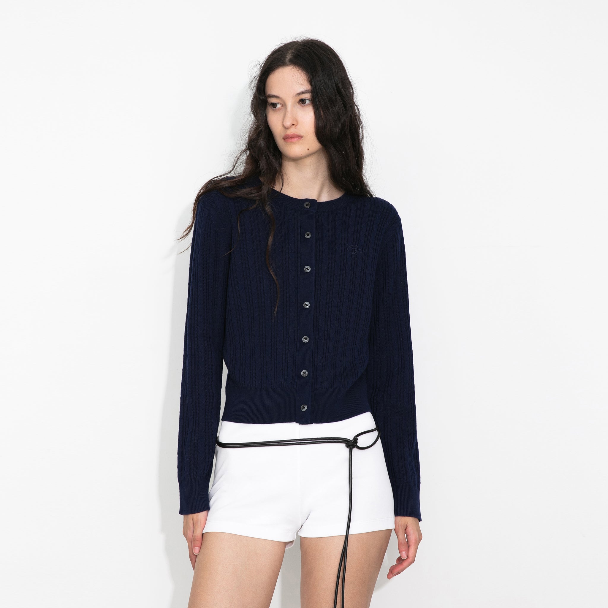 Cable-Knit Cropped Cardigan-3