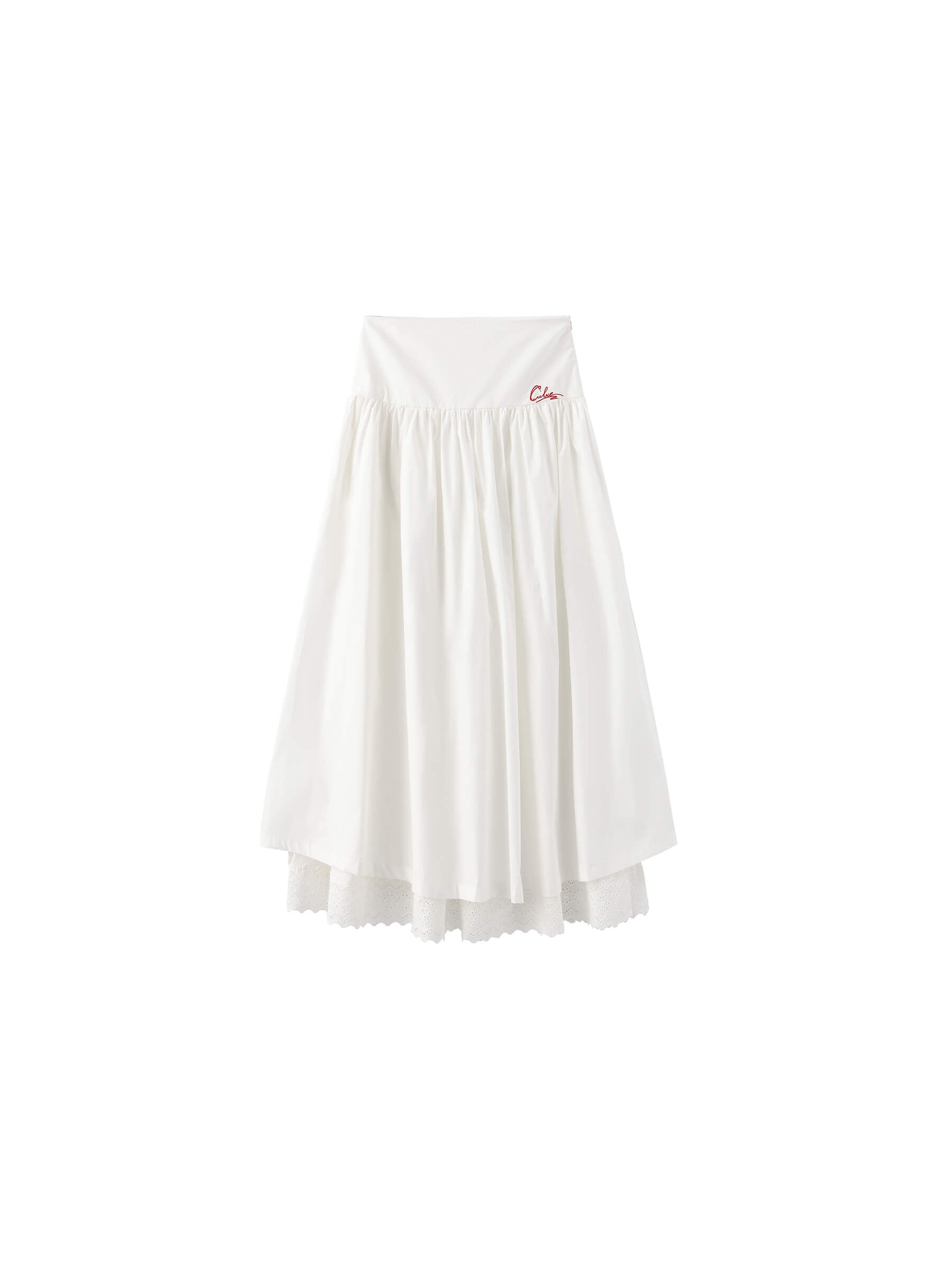 100% Cotton Double Layer Lace A-Line Skirt-14