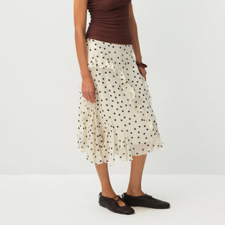 Polka Dot Ruffled Asymmetrical Hem Skirt