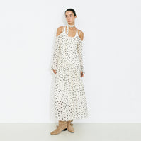 Polka Dot Off-Shoulder Cami Sleeve Maxi Dress