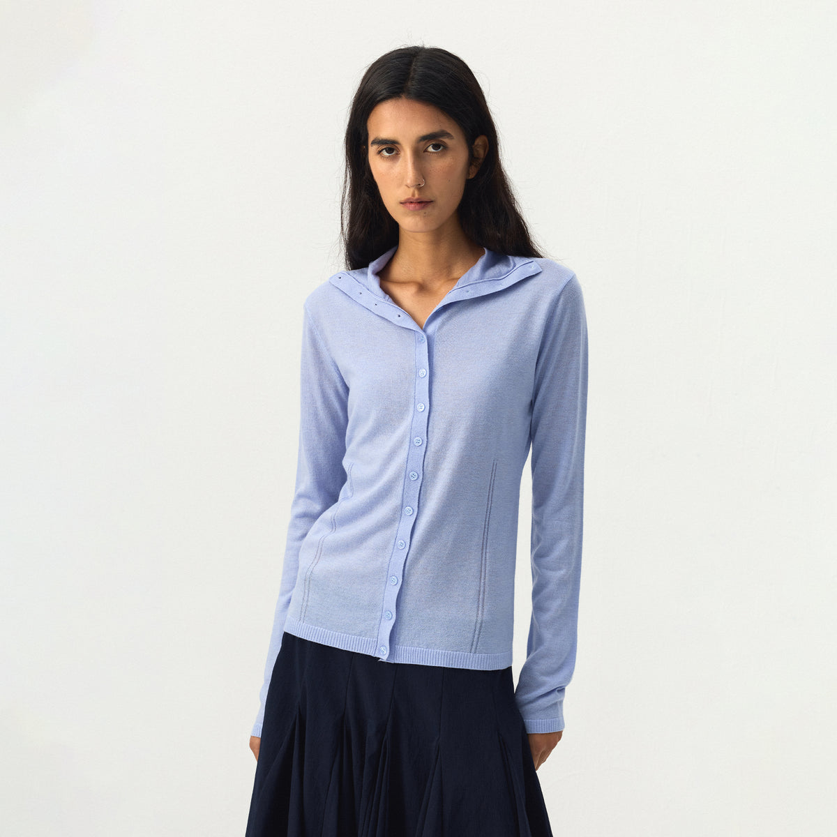 CUBIC High Neck Button Knit Cardigan-3