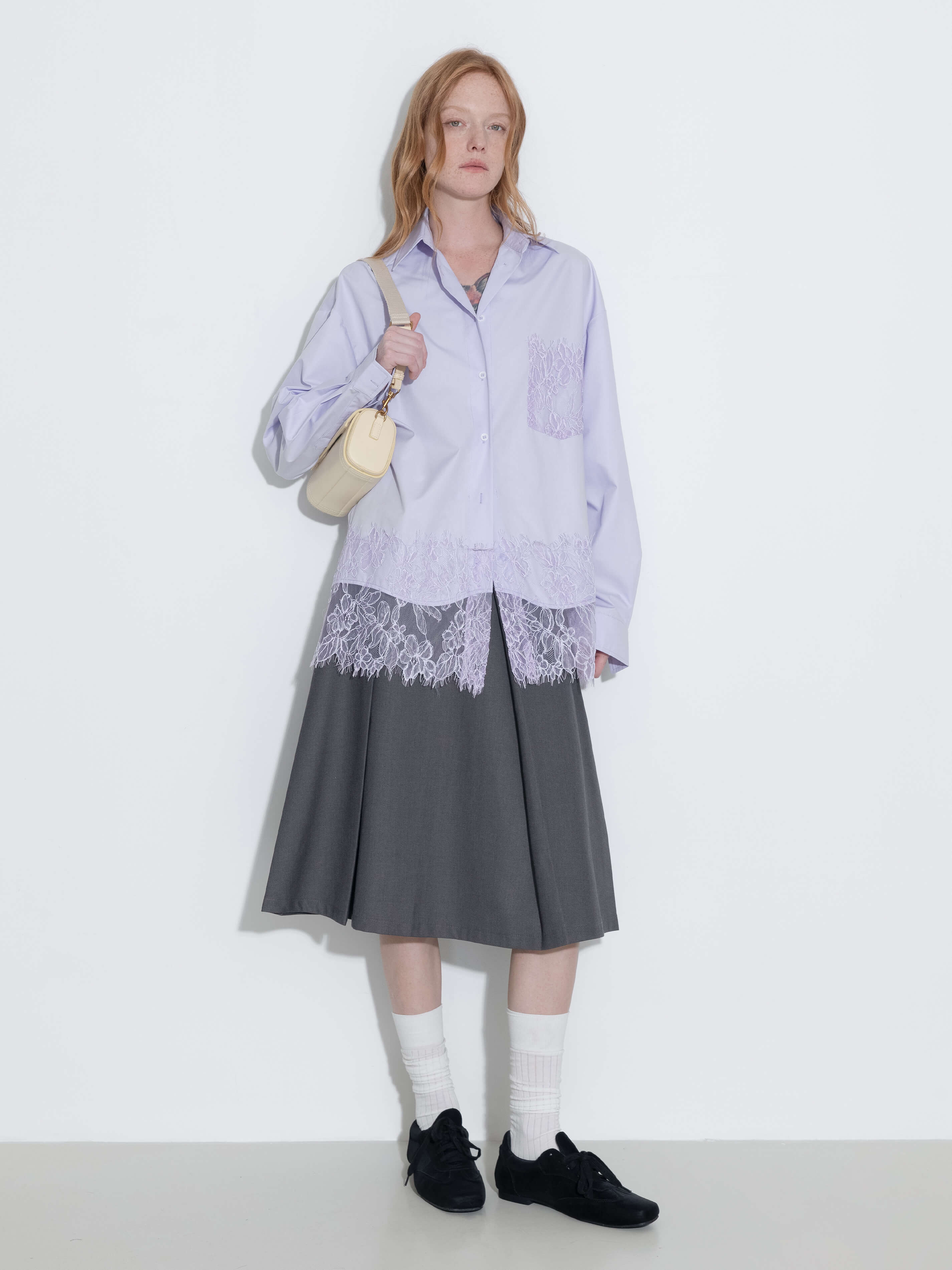 High Waist Pleated A-line Skirt-7