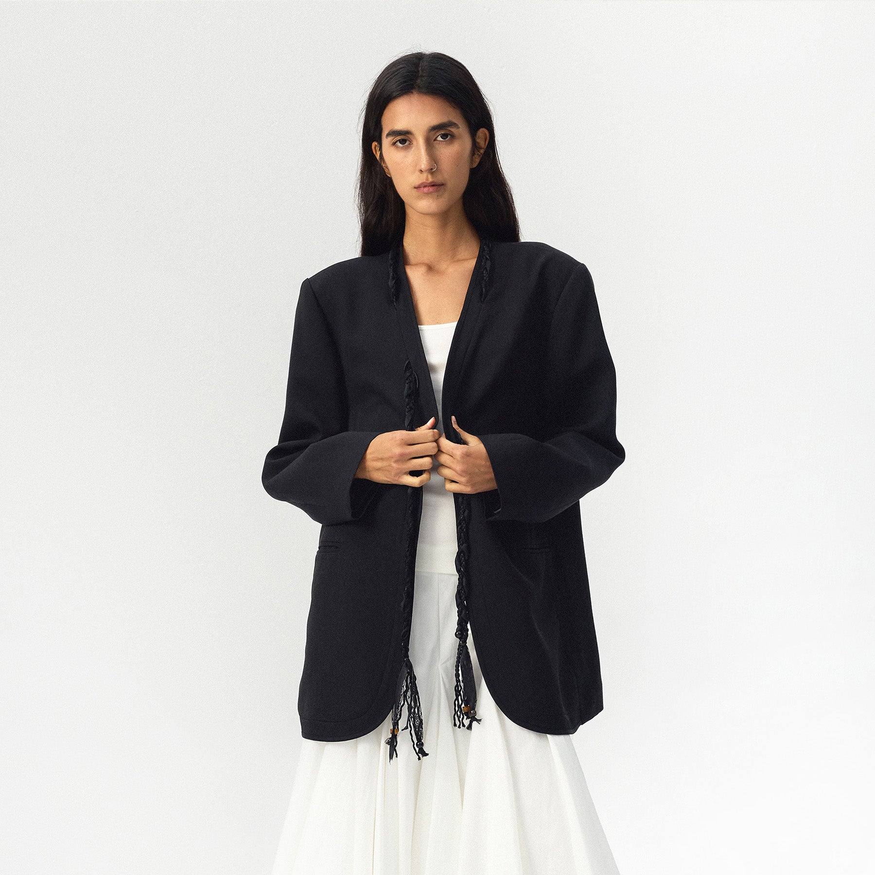 CUBIC Braided Tassel Oversized Blazer-3