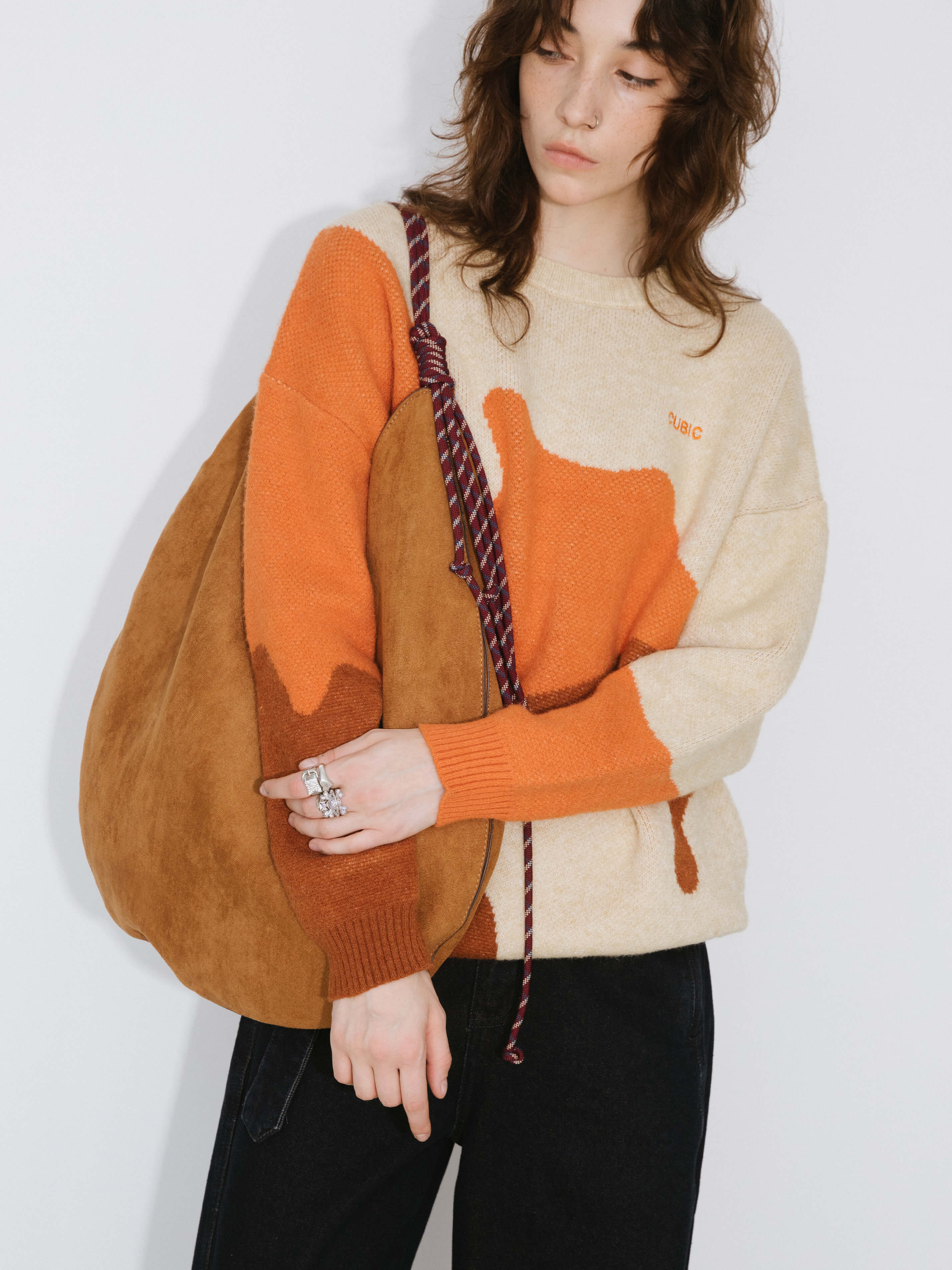 Melting Colour Block Oversized Knit Sweater-9