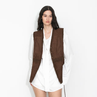 Faux Suede Panelled Vest Top