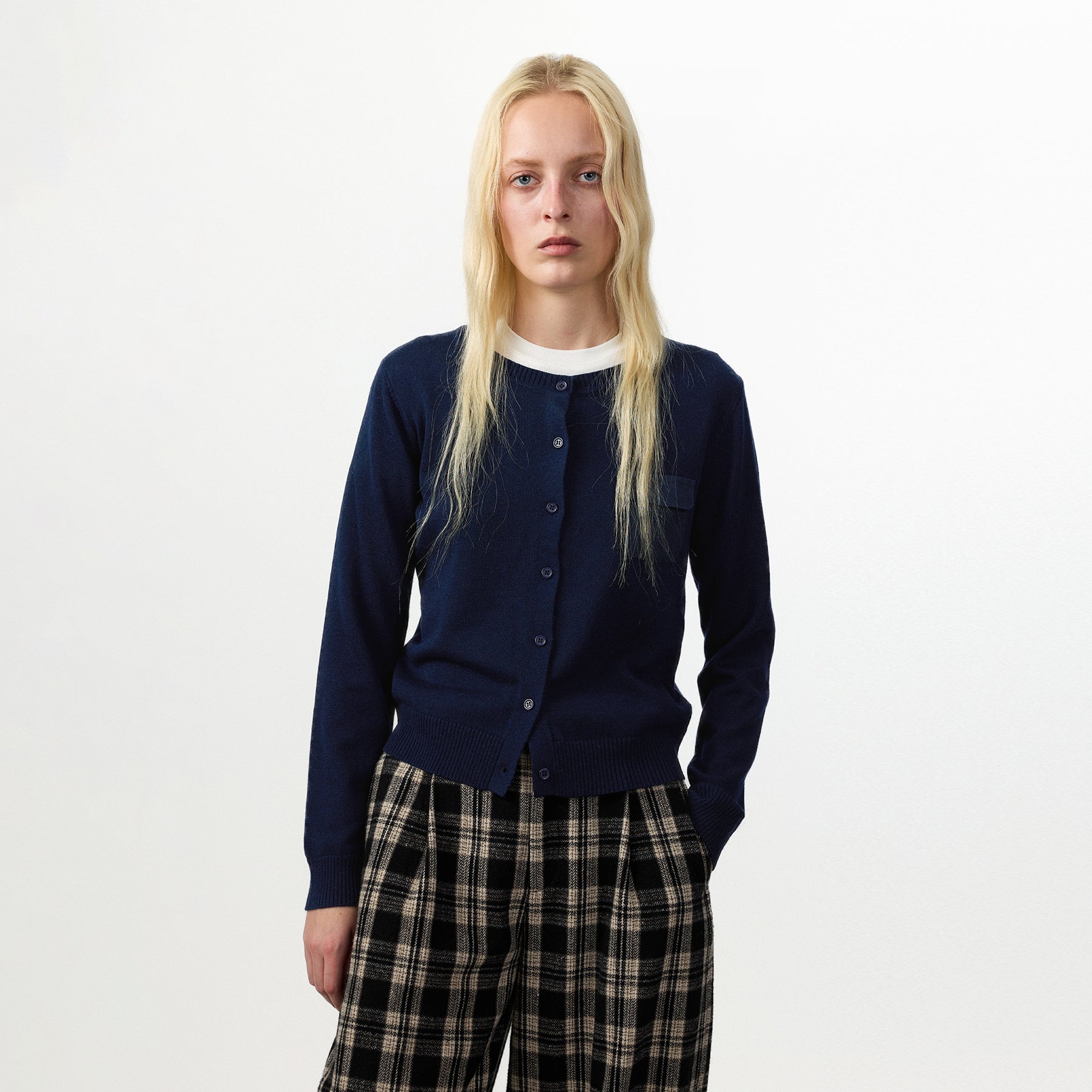 CUBIC Classic Crew‑Neck Knit Cardigan-3