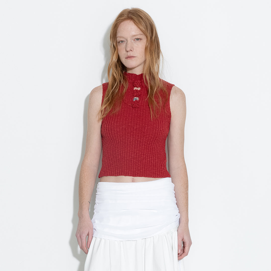 Flower 3D Sleeveless Knit Top-11