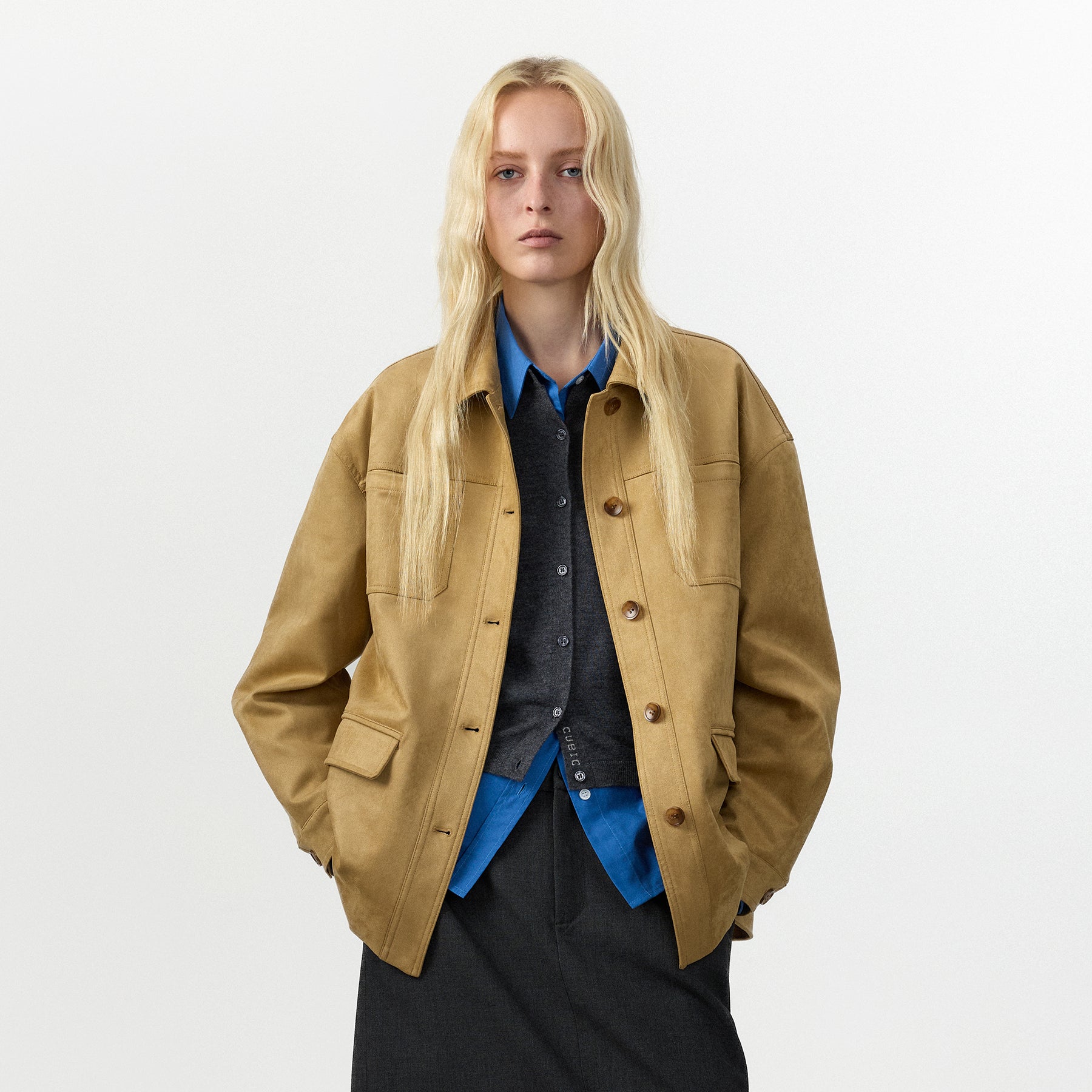 CUBIC Vintage Suede‑Effect Utility Jacket-3