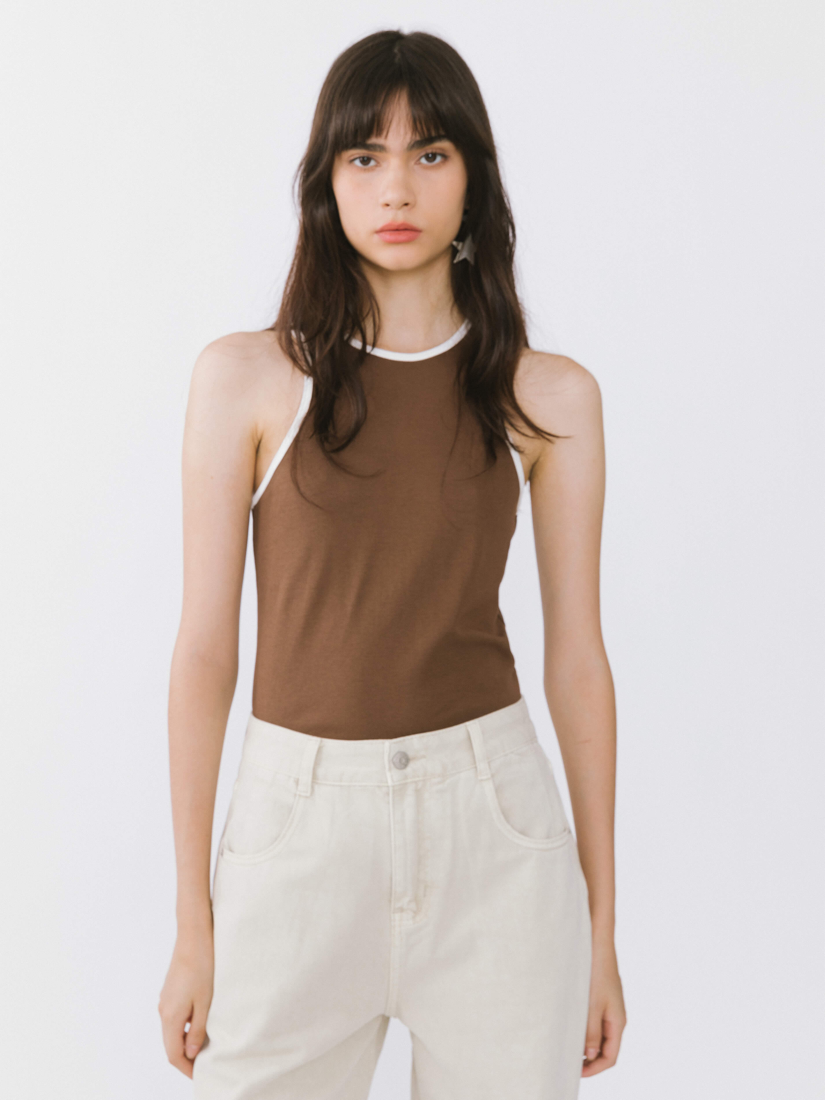 Contrast Cutaway Tank Top-3