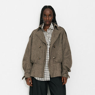 Double-Breasted Wool Blend Coat