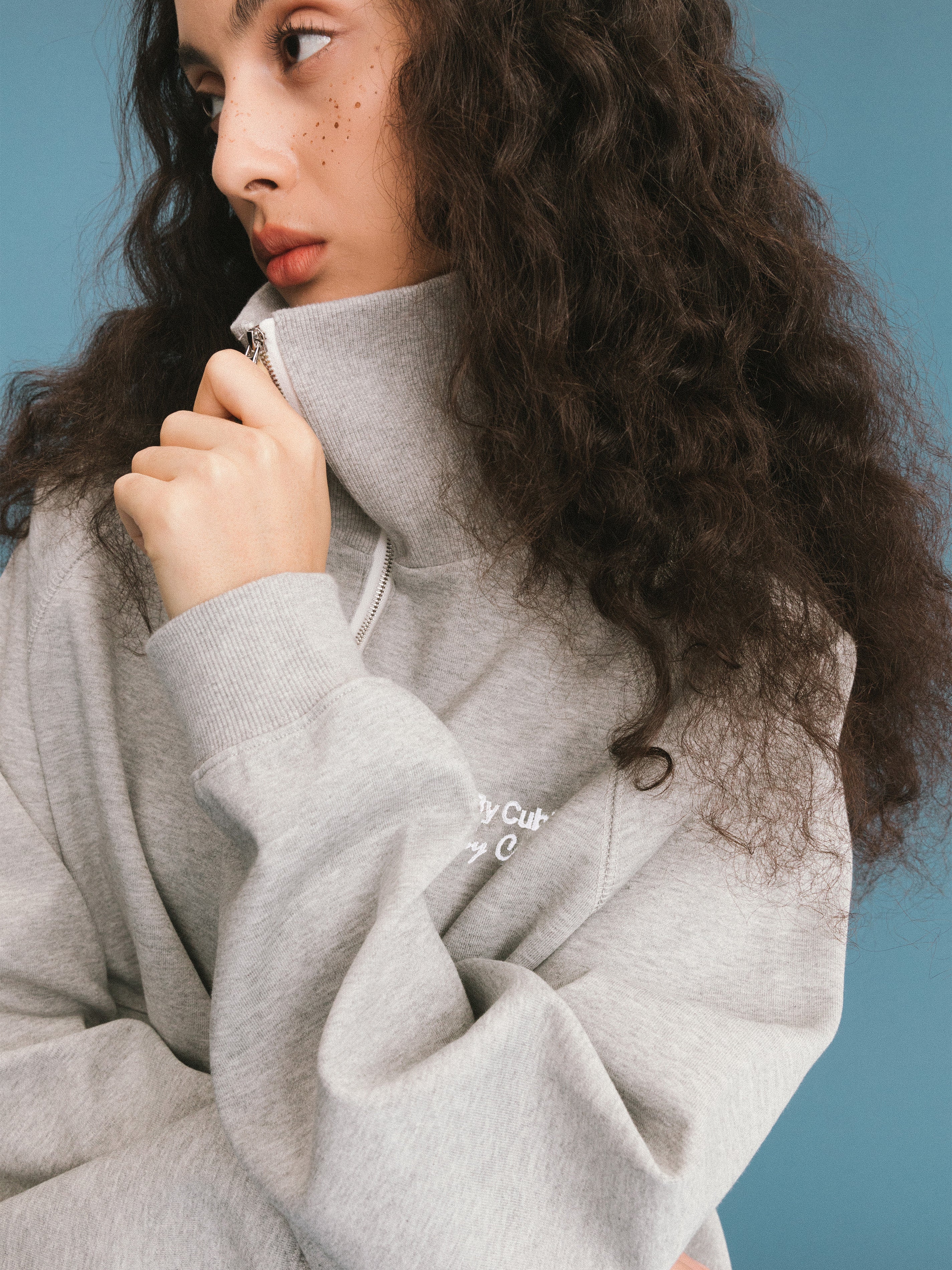 ONE BY CUBIC Collared Half-Zip Embroidered 100% Cotton Sweatshirt-3