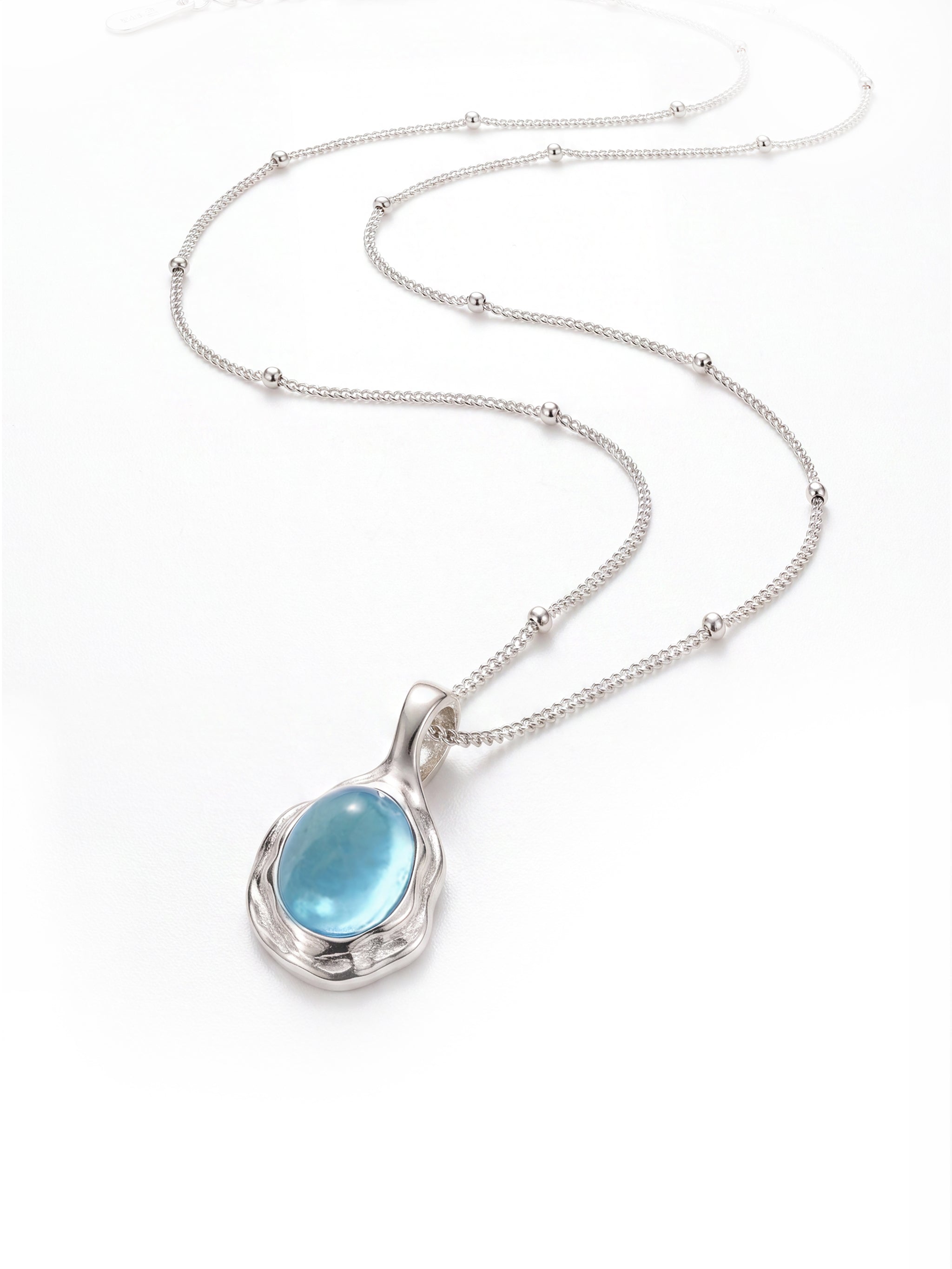 Aquamarine Pendant Silver Necklace-1