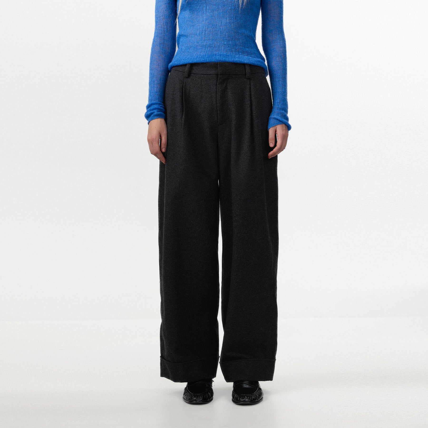 CUBIC Wool‑Blend Relaxed Straight‑Leg Trousers-3