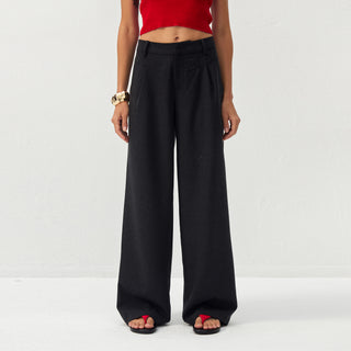CUBIC Black High-Waisted Wide-Leg Pants