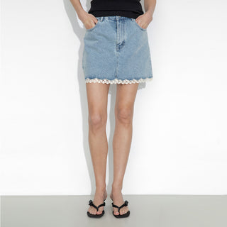 Lace Panelled Denim Skirt