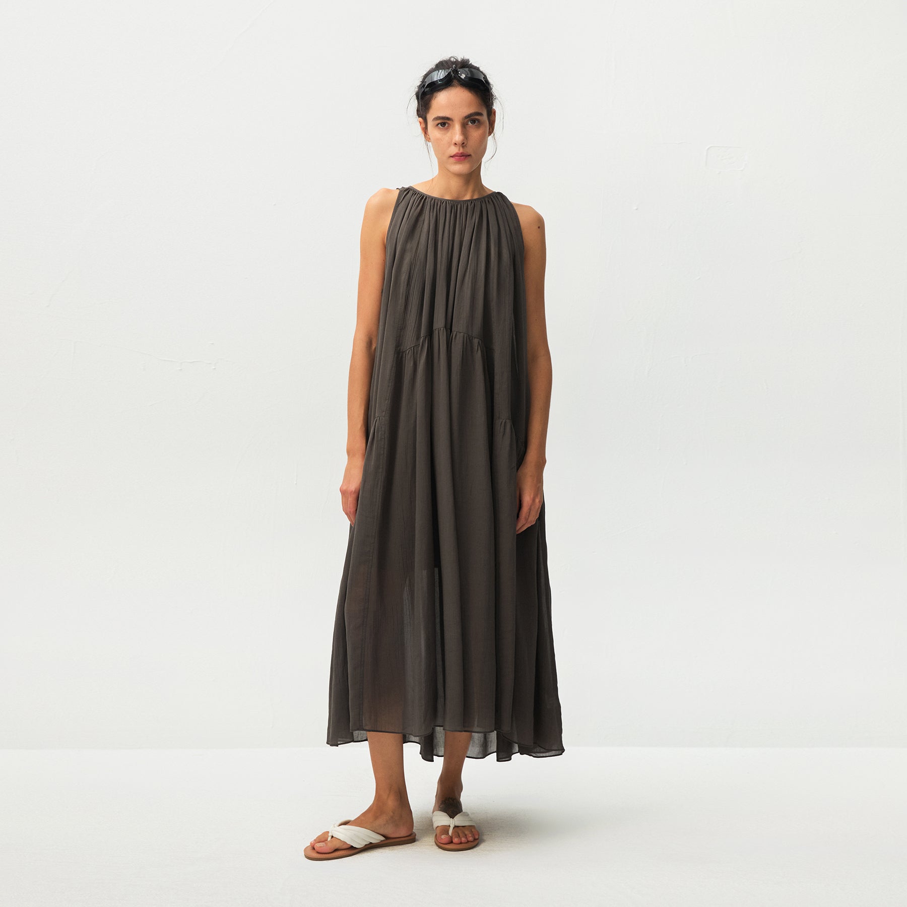 CUBIC Tiered Halter Neck Lyocell Midi Dress-3