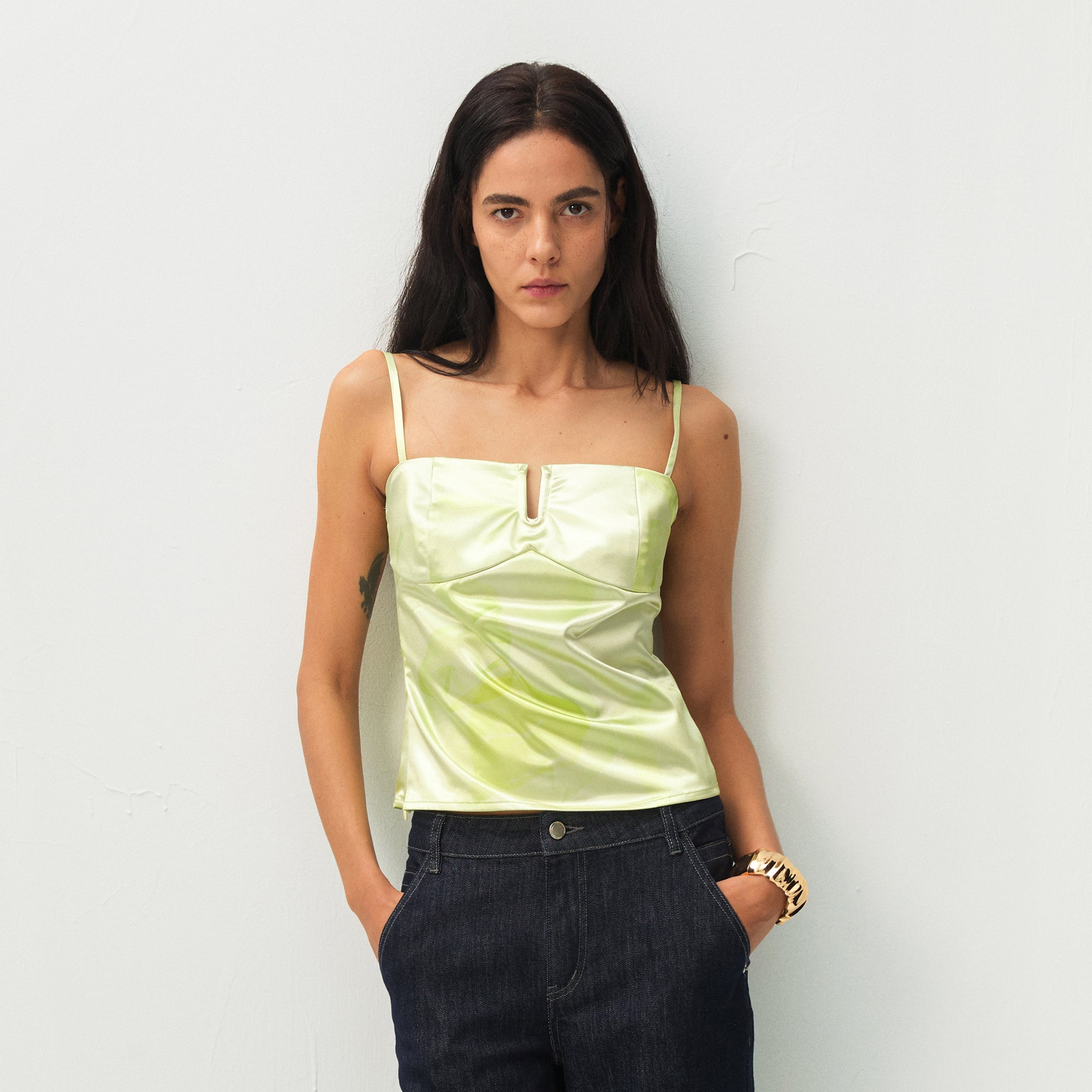 CUBIC Satin Notch Neck Camisole Top-4