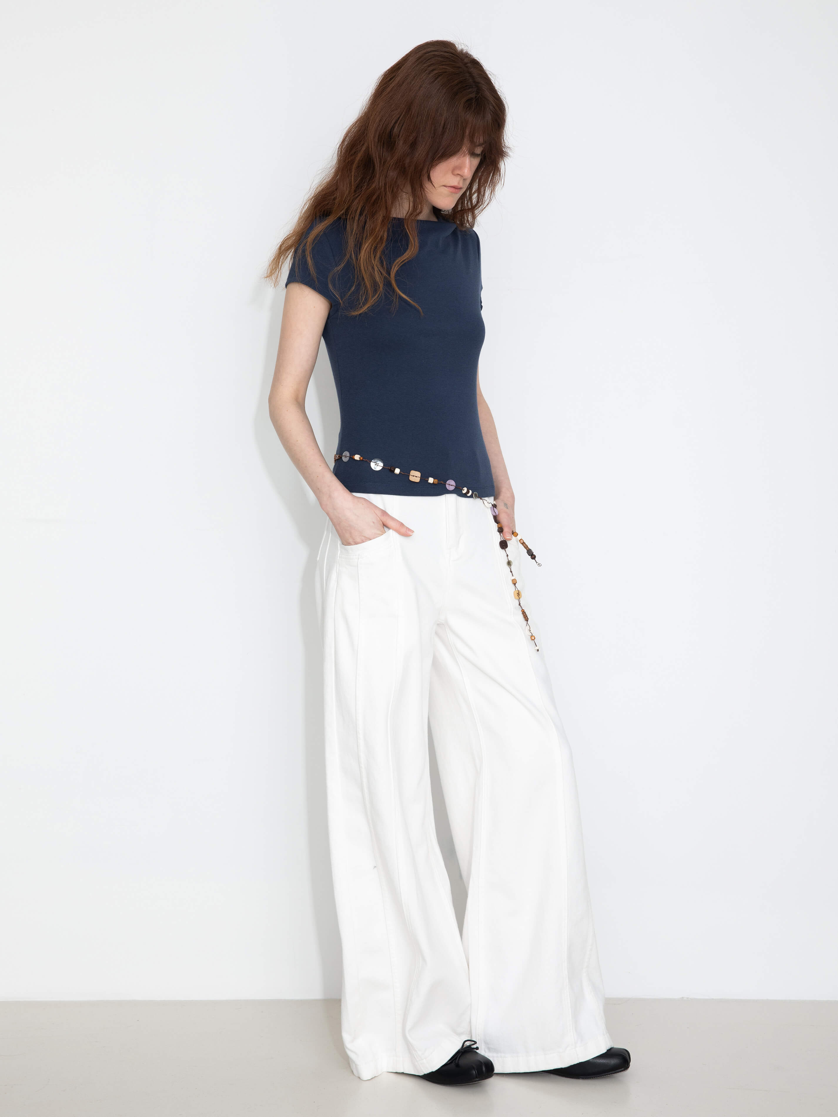 C by CUBIC Draped Neck Short-Sleeve T-Shirt-4
