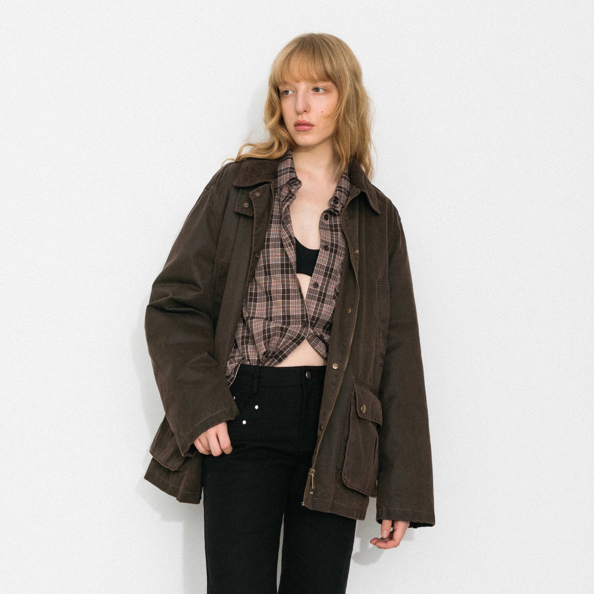 Washed Stand-Collar Workwear Down Jacket-3