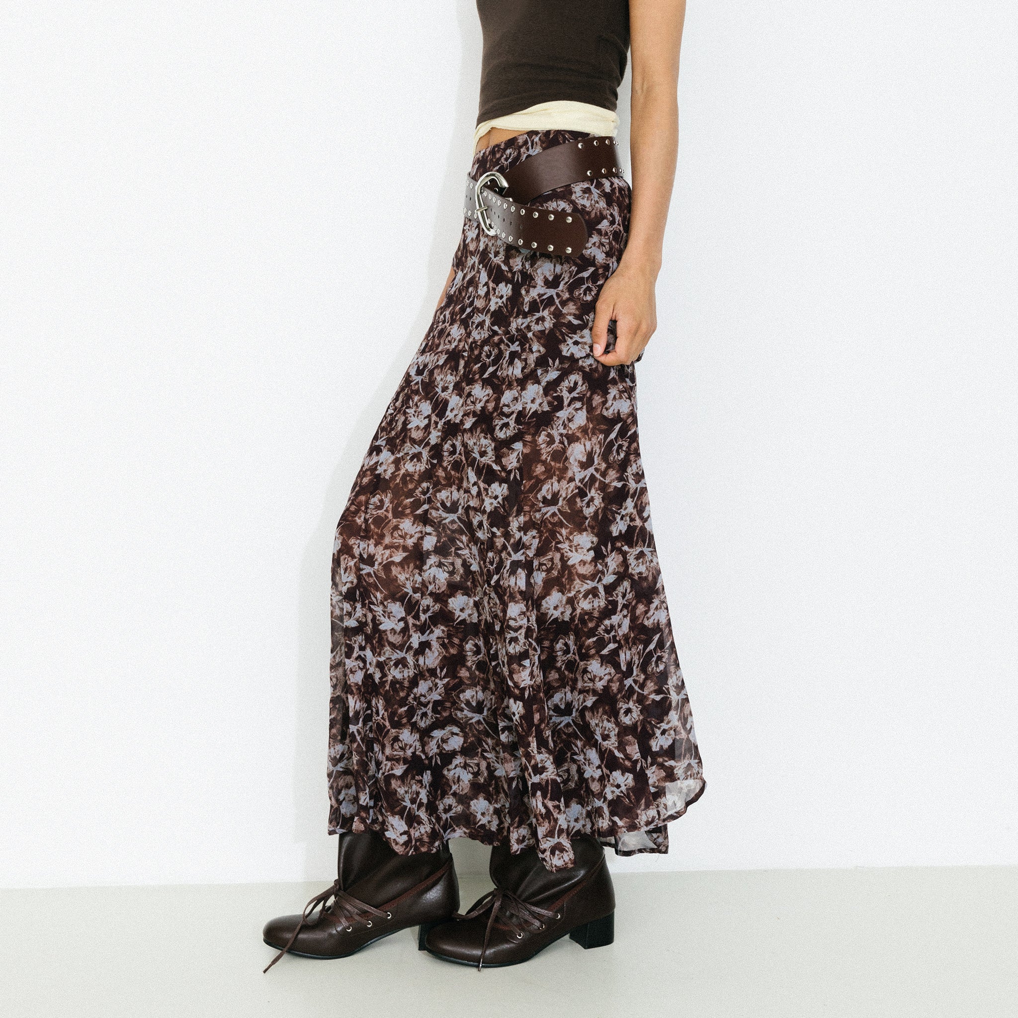 Floral A-Line Maxi Skirt-3
