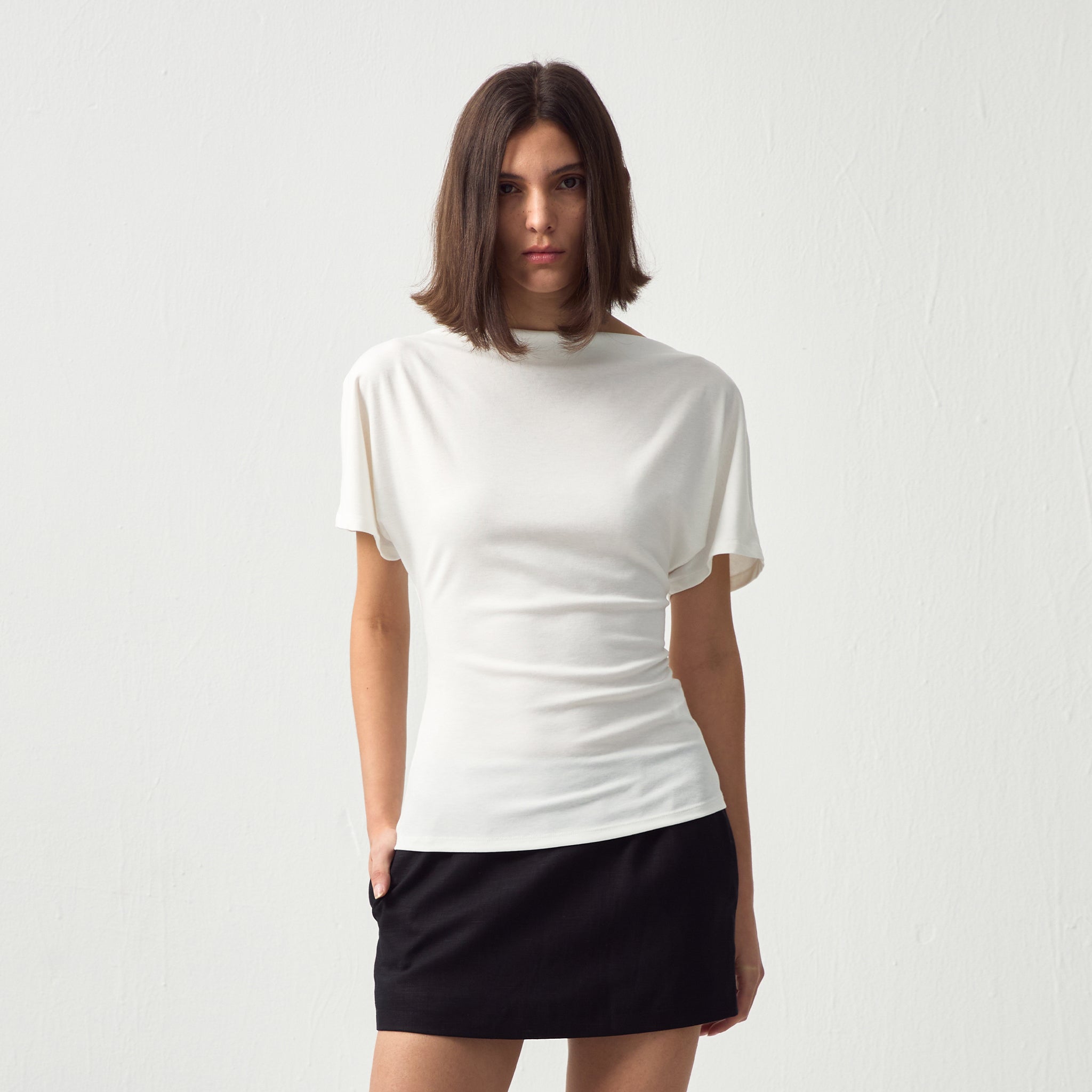 CUBIC Lyocell Blend Off-Shoulder Fitted Top-3