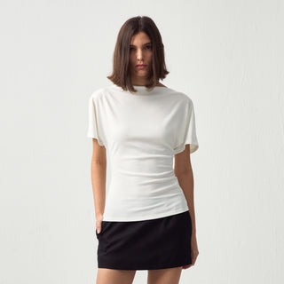 CUBIC Lyocell Blend Off-Shoulder Fitted Top