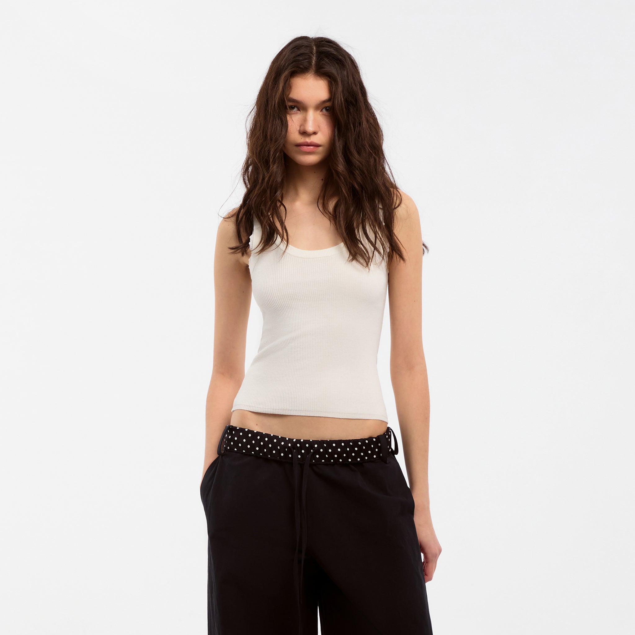 CUBIC Lace-trimmed Linen Knit Vest-3