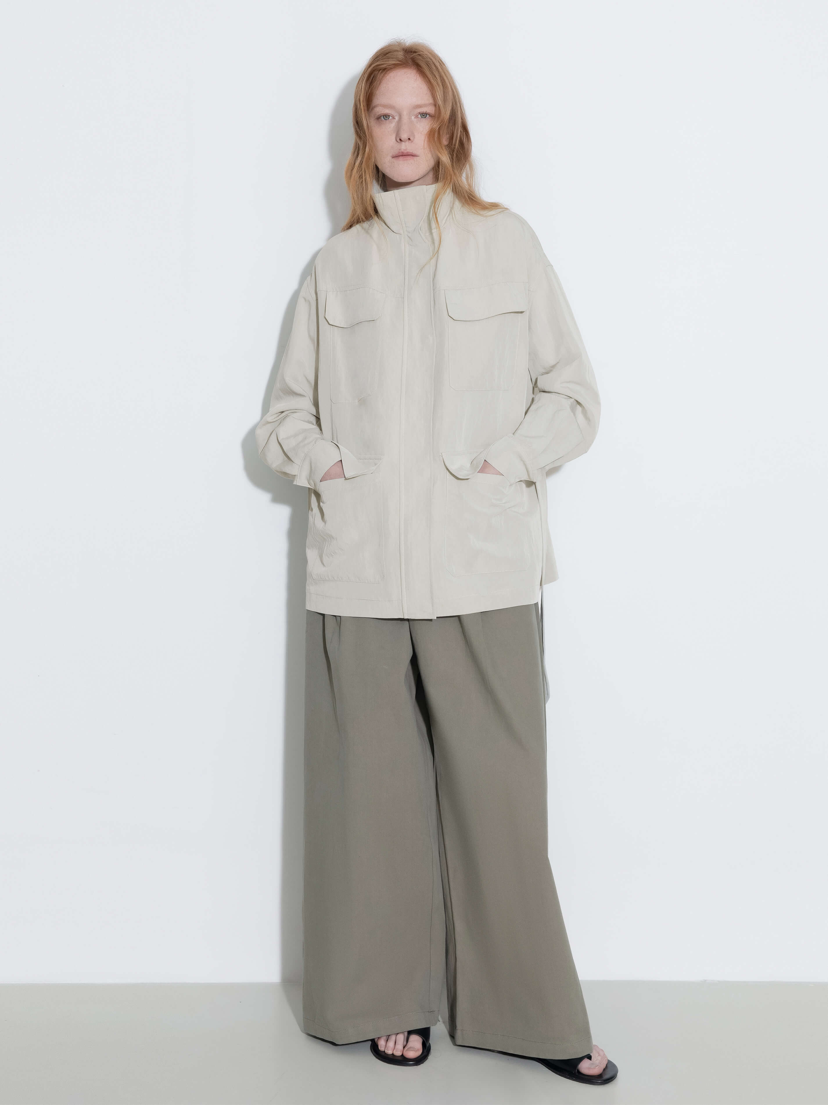 Oversized Funnel Neck Cropped Cargo Jacket-10