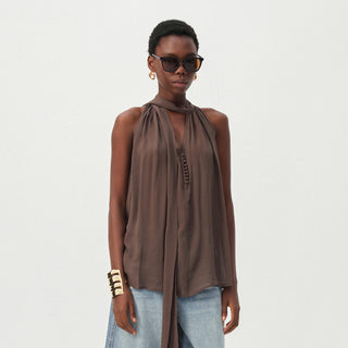 CUBIC Halter Neck Keyhole Sleeveless Blouse