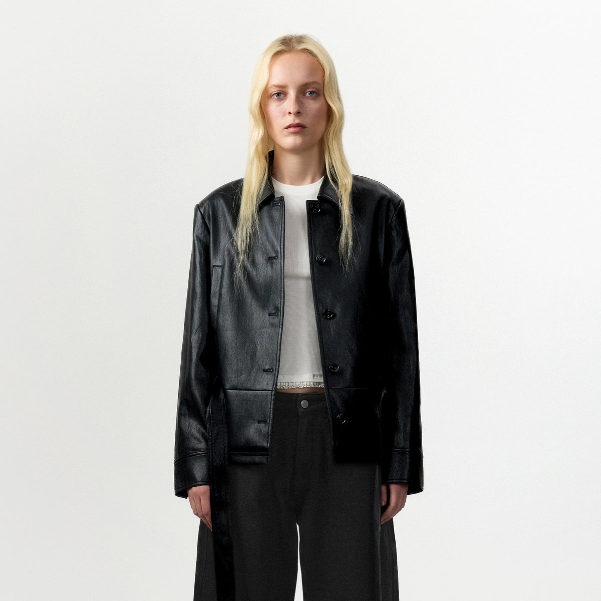 CUBIC Relaxed Vintage Faux‑Leather Jacket