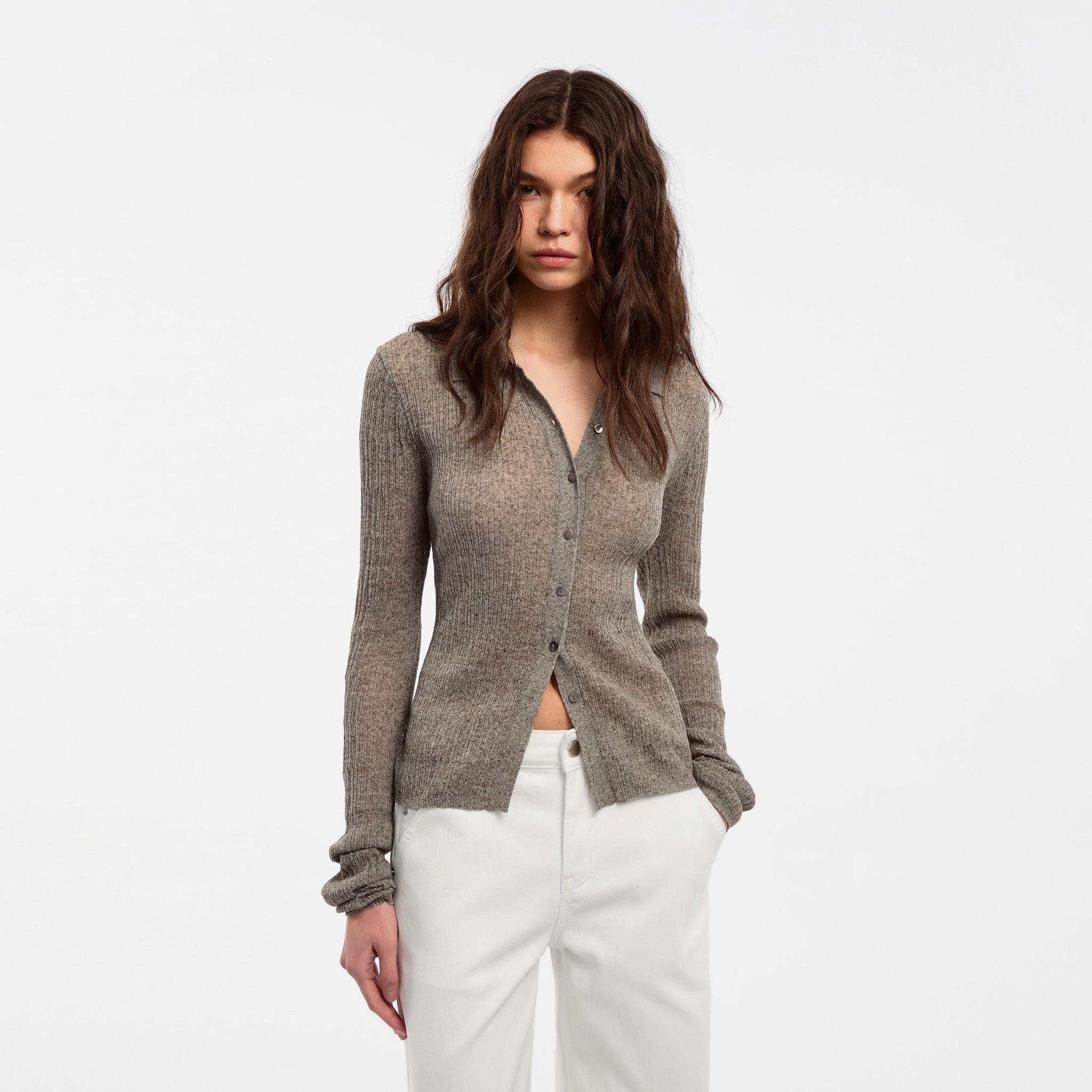 CUBIC Linen Collared Long-Sleeved Knit Sweater-3