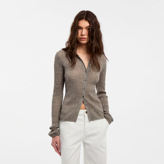 CUBIC Linen Collared Long-Sleeved Knit Sweater