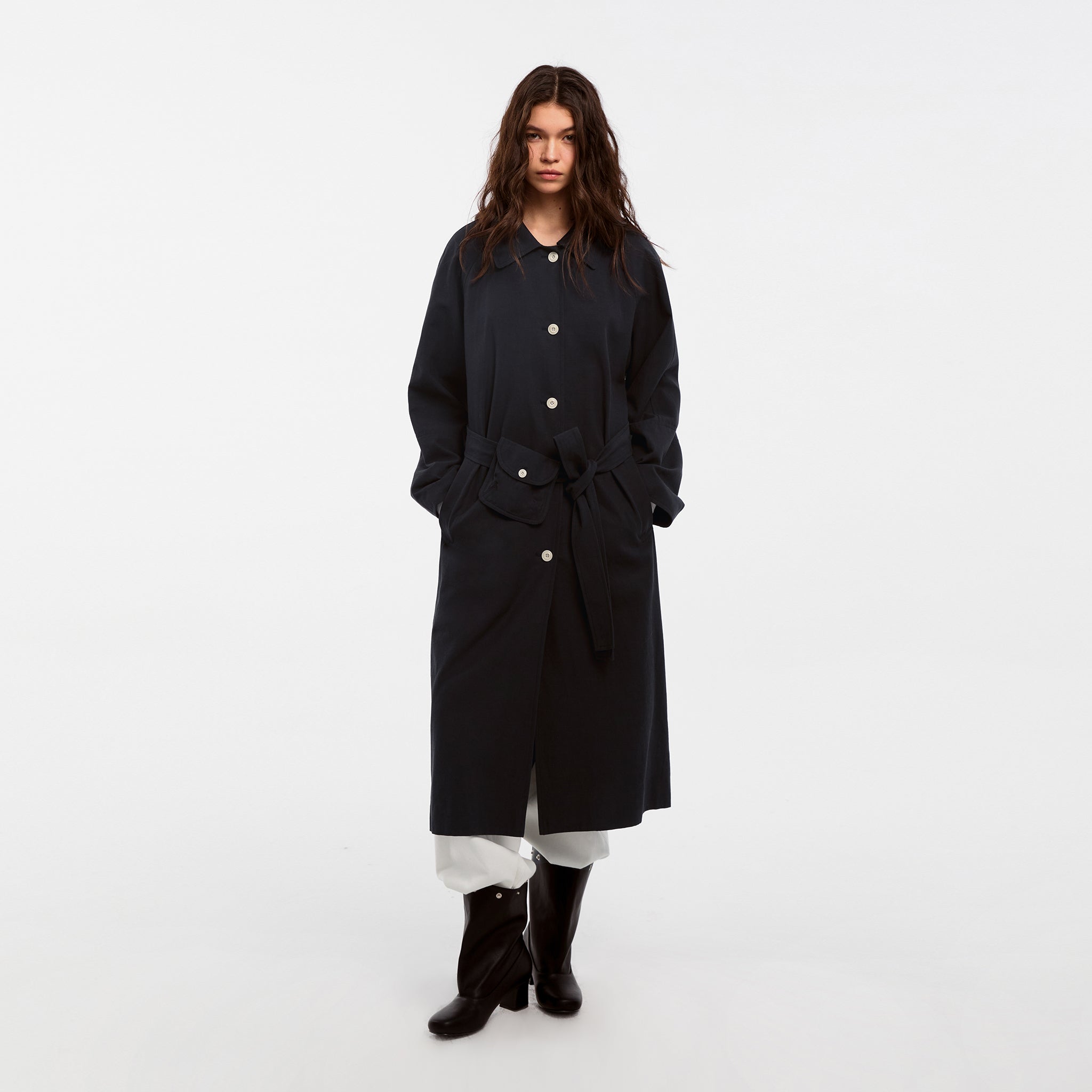 CUBIC Lyocell Classic Long Trench Coat-4